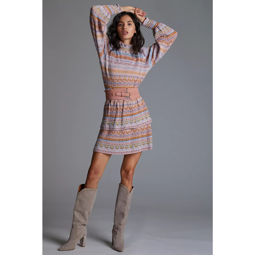 NEW Anthropologie Tiered Sweater Mini Skirt - Medium Petite (MP)